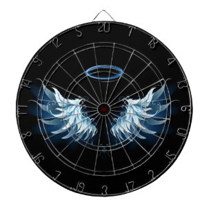 Cible De Fléchettes Ailes d'angle brillant bleu sur arrière - plan noi