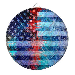 Cible De Fléchettes American Flag Art Grunge #6