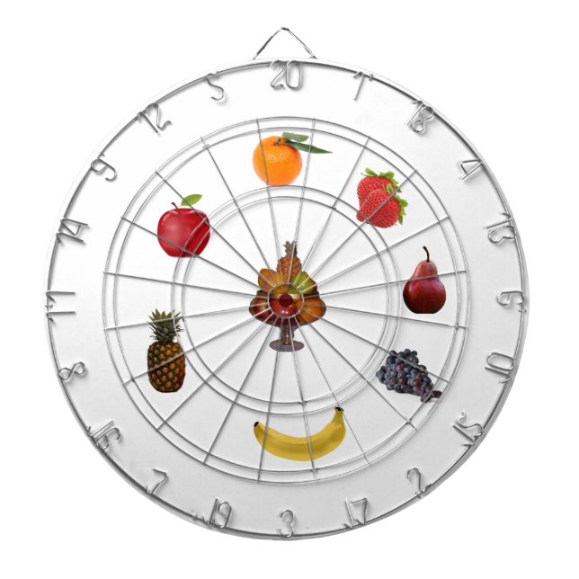 Cible De Fléchettes Ananas, Orange, Poire, Pomme, Fruits de raisins (Devant)