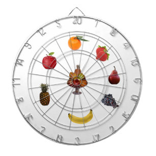 Cible De Fléchettes Ananas, Orange, Poire, Pomme, Raisin Fruits