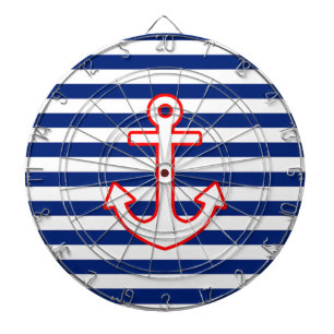 Cible De Fléchettes Ancre de style nautique sur Décor en bandes