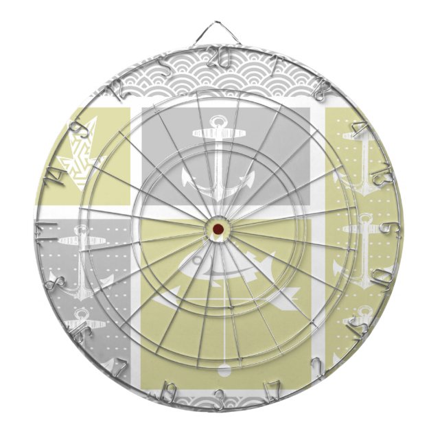 Cible De Fléchettes Ancre marine jaune et gris Vane météorologique (Devant)