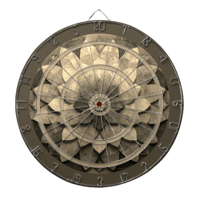 Cible De Fléchettes Antique Golden Mandala Art Fleur texturée (Devant)