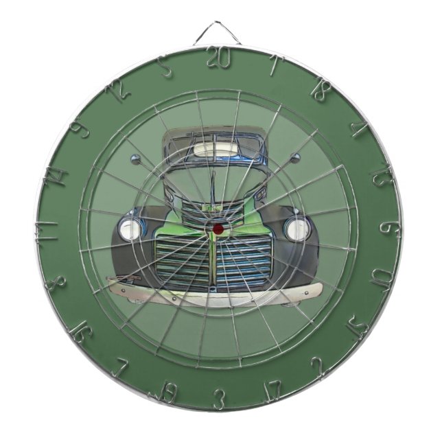 Cible De Fléchettes Aquarelle Antique Camion Darboard (Devant)