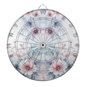 Cible De Fléchettes Aquarelle Bleu rose Floral Darboard
