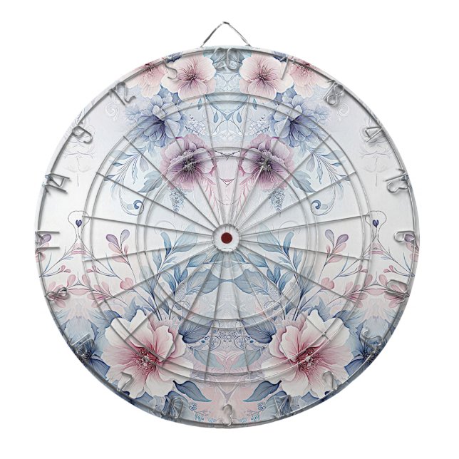 Cible De Fléchettes Aquarelle Bleu rose Floral Darboard (Devant)
