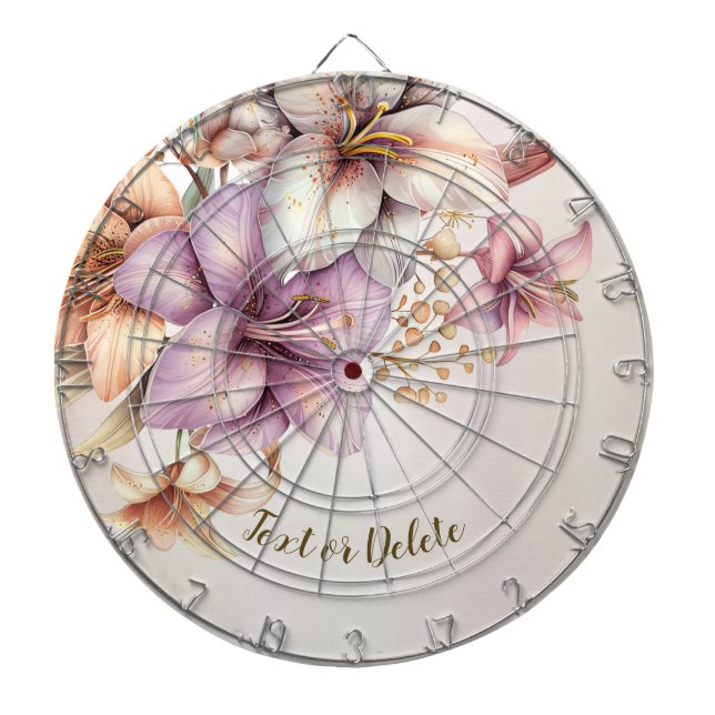Cible De Fléchettes Aquarelle Boho Rose Fleurs Élégante Et Élégante (Devant)