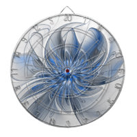 Aquarelle gris bleu Abstrait Fractal Art Flower