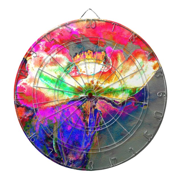 Cible De Fléchettes aquarelle jaune rose Abstraite peinture florale (Devant)