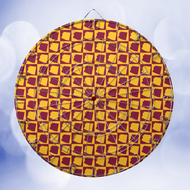 Cible De Fléchettes Arizona Pop Art Geometric Maroon Gold Pattern  (A dartboard with a maroon and gold pattern of the US state of Arizona!)