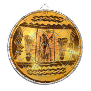 Cible De Fléchettes Art Ethnique Africain d'or Imprimer