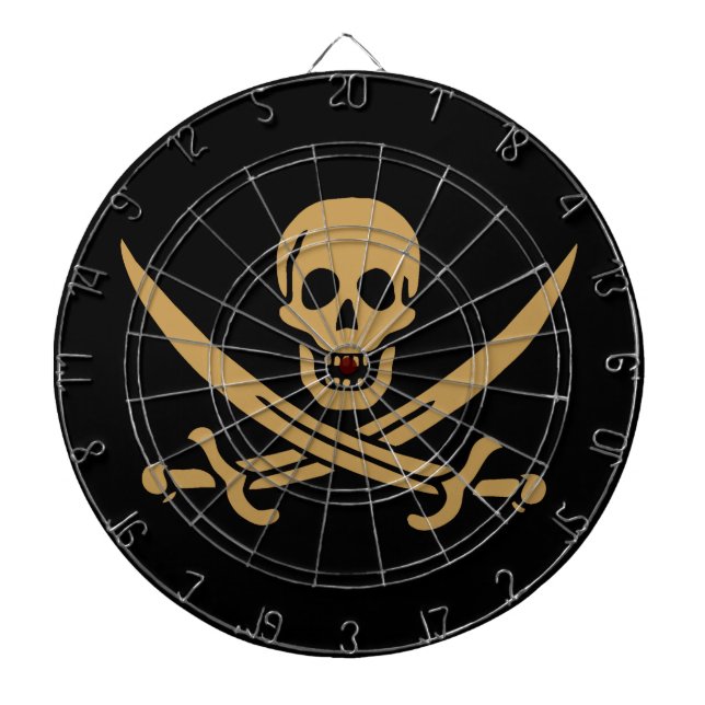 Cible De Fléchettes Aztec Gold Crâne et cutlass Pirate Calico Jack (Devant)