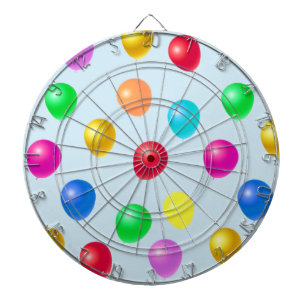 Cible De Fléchettes Ballons multicouleurs sur bleu clair