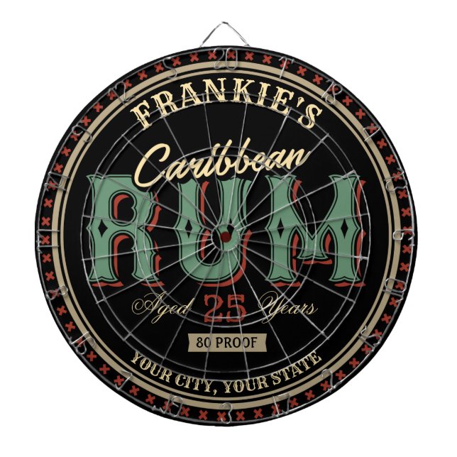 Cible De Fléchettes Bar à Étiquette de bouteille de rhum caraïbe perso (Devant)