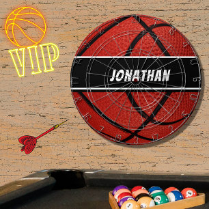 Cible De Fléchettes Basket-ball noir moderne orange personnalisé