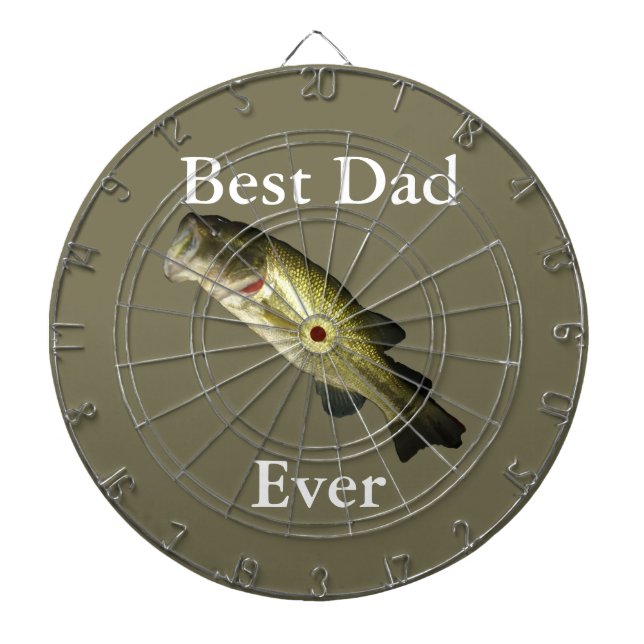 Cible De Fléchettes Bass Poisson Meilleur Papa Jamais Personnalisé (Devant)