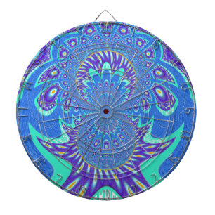 Cible De Fléchettes Beau Cyan bleu moderne batik Kaleidoscope Art