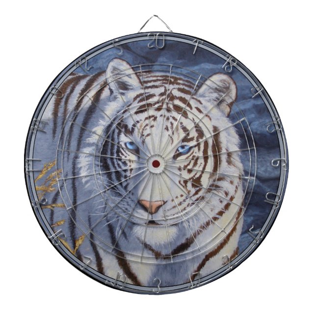 Cible De Fléchettes Beau tigre blanc aux yeux bleu cristal (Devant)