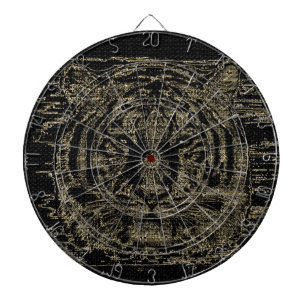 Cible De Fléchettes Beaux-arts de tigre sur Burlap Jut rustique #4