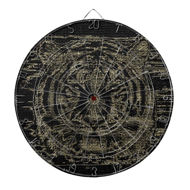 Cible De Fléchettes Beaux-arts de tigre sur Burlap Jut rustique #4 (Devant)