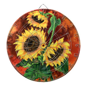 Cible De Fléchettes Beaux Trois Tournesols - Peinture d'art fantaisie 