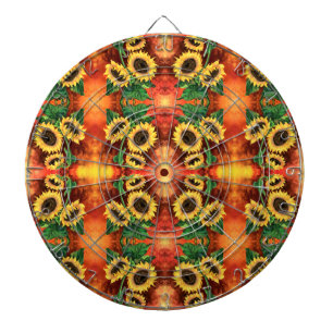 Cible De Fléchettes Beaux Trois Tournesols - Peinture d'art imaginaire