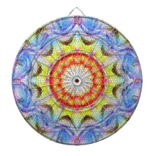 Cible De Fléchettes Belle mosaïque brillante Carreaux soleil Fleur