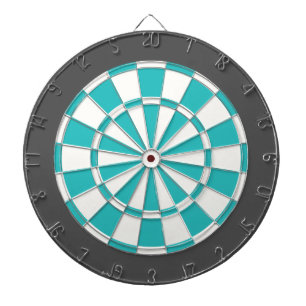 Cible de flechettes : Blanc, turquoise, et gris de