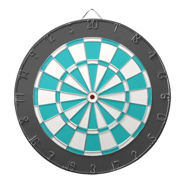 Cible de flechettes : Blanc, turquoise, et gris de (Devant)