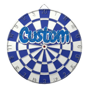 Cible De Fléchettes Bleu Royal Et Blanc Avec Texte Personnalisé Bleu