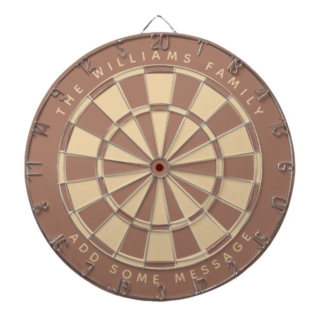 Cible De Fléchettes Brown moderne Beige personnalisé Nom de famille et (Devant)
