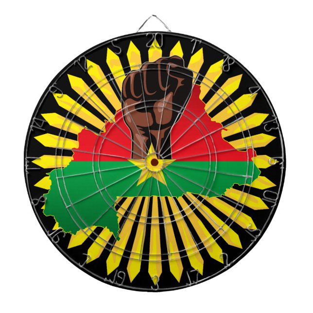 Cible De Fléchettes Burkina Faso Carte, drapeau et première révolution (Devant)