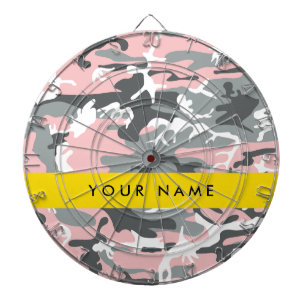 Cible De Fléchettes Camouflage rose et gris Votre nom Personnalisez