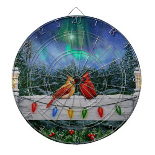 Cible De Fléchettes Cardinaux et lumières de Noël Neige d'hiver