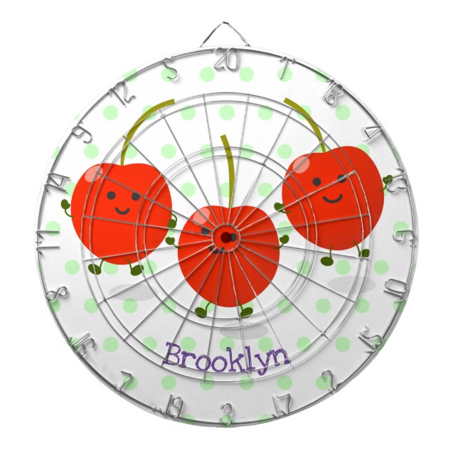 Cible De Fléchettes Caricature de cerises rouges à sauter mûr (Devant)