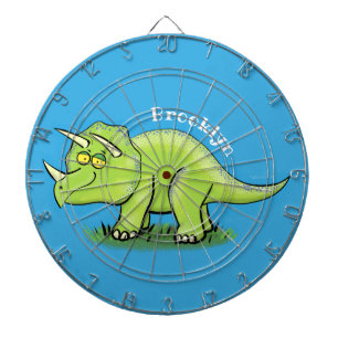 Cible De Fléchettes Caricature de dinosaure de triceratops vert mignon