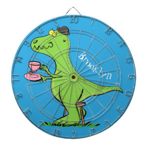 Cible De Fléchettes Caricature de dinosaure vert t rex