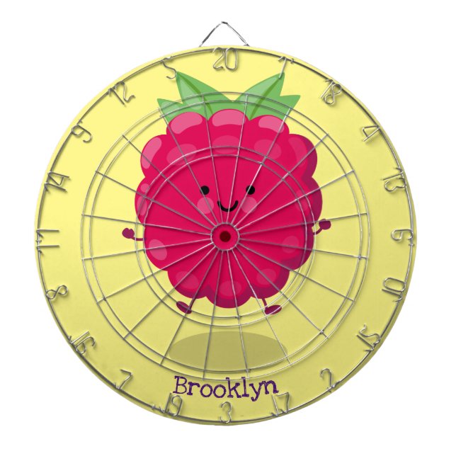 Cible De Fléchettes Caricature de framboise très heureuse (Devant)