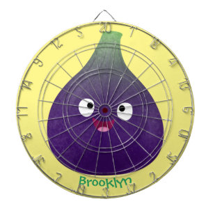 Cible De Fléchettes Caricature de fruits mauve joyeux aux figues