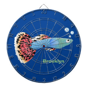 Cible De Fléchettes Caricature de poisson tropical guppy très chic