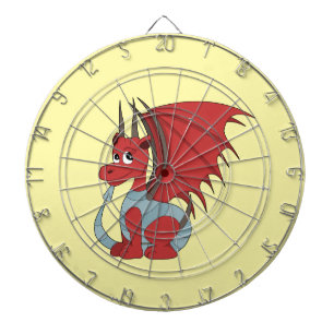 Cible De Fléchettes Caricature Dragon Rouge