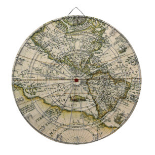 Cible De Fléchettes Carte antique, 1596, America Sive Novus Orbis