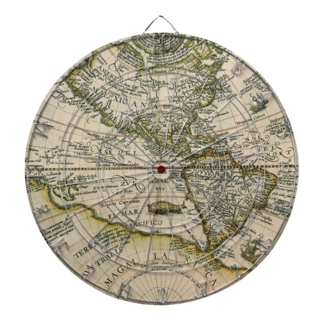 Cible De Fléchettes Carte antique, 1596, America Sive Novus Orbis (Devant)