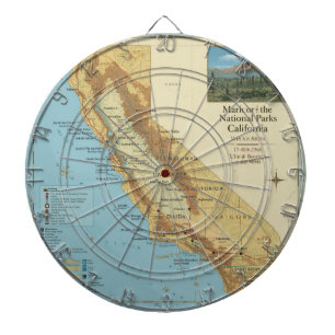 Cible De Fléchettes Carte artistique vintage des parcs nationaux de Ca