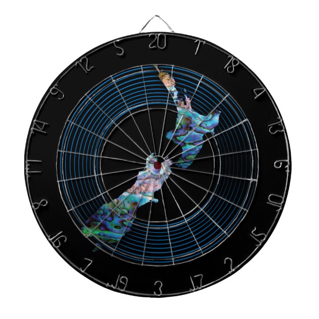 CIBLE DE FLÉCHETTES CARTE DE LA NOUVELLE-ZÉLANDE PAUA DARTBOARD (Devant)