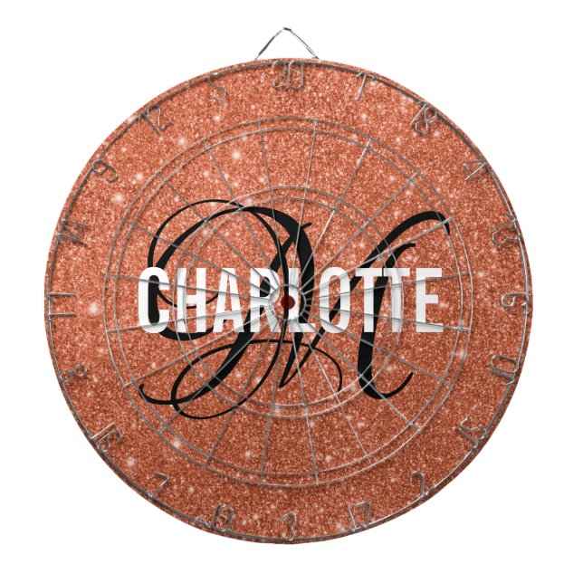 Cible De Fléchettes Carte de nom monogramme de parties scintillant ora (Devant)