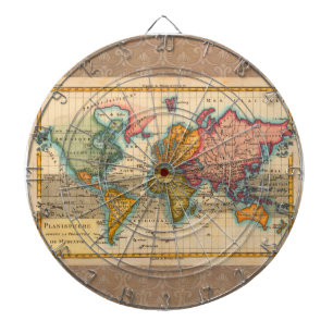 Cible De Fléchettes Carte du Monde 1780 Bonne Antique Planisphère