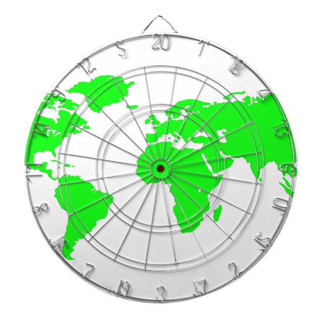 Cible De Fléchettes Carte du monde blanc vert (Devant)