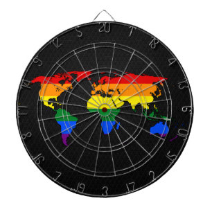 Cible De Fléchettes Carte du monde de la fierté LGBT