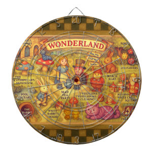 Cible De Fléchettes Carte Fantaisiste des Aventures d'Alice au Pays de